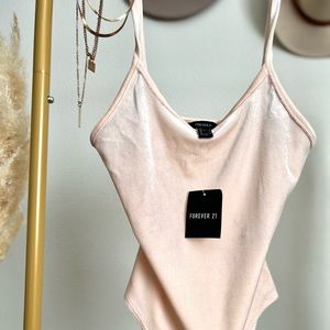 Velvet soft pink bodysuit tank